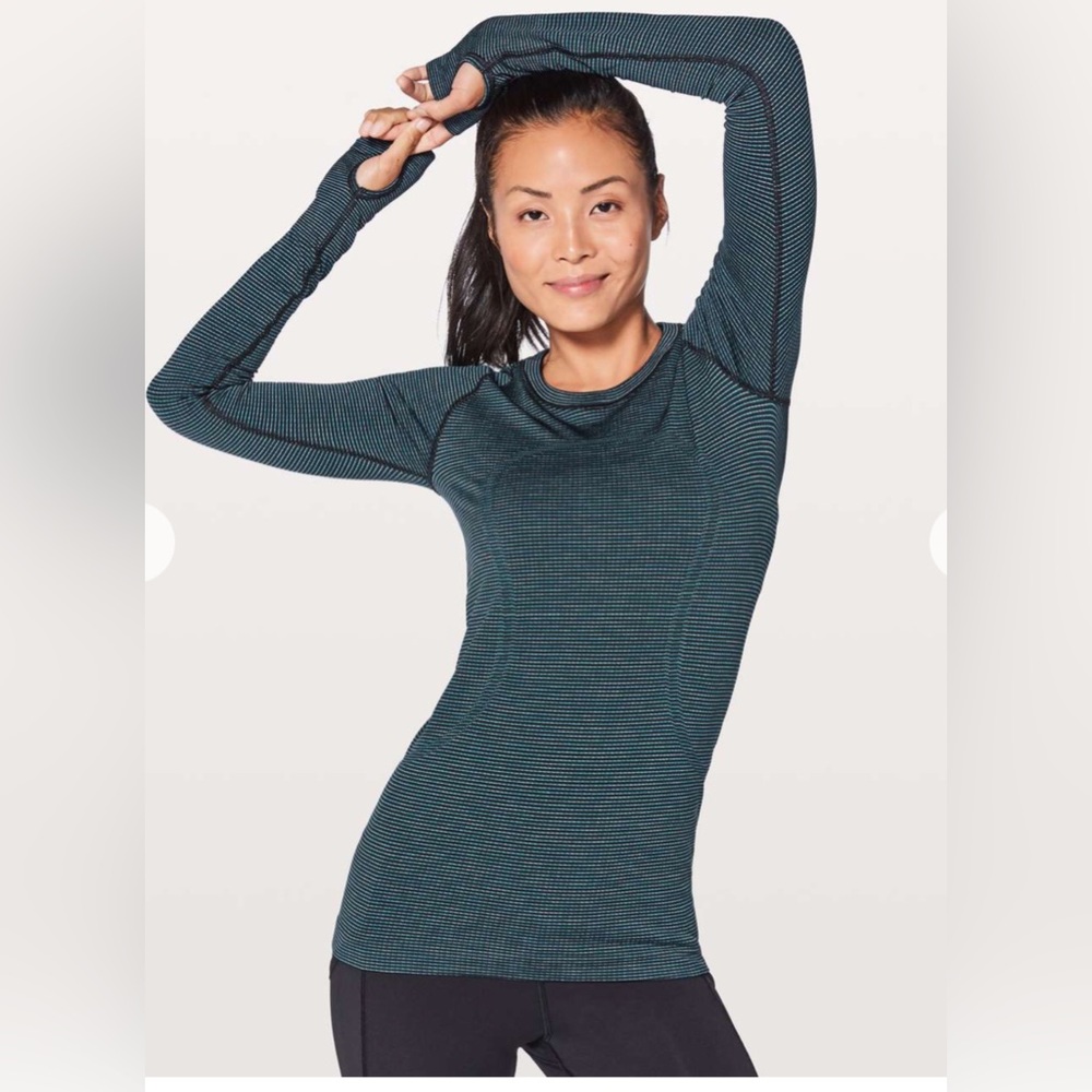 🌼Lululemon Swiftly tech Long Sleeve Bermuda Teal / Black Size 4